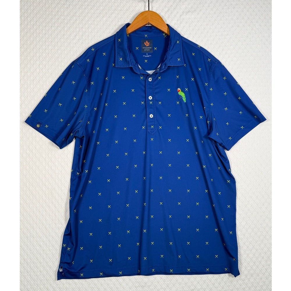Donald Ross Sport Mens XL Blue Parrot Crossed Oars Performance Golf Polo Shirt